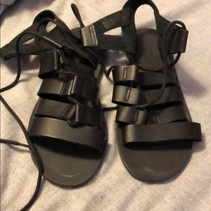Black gladiator sandals